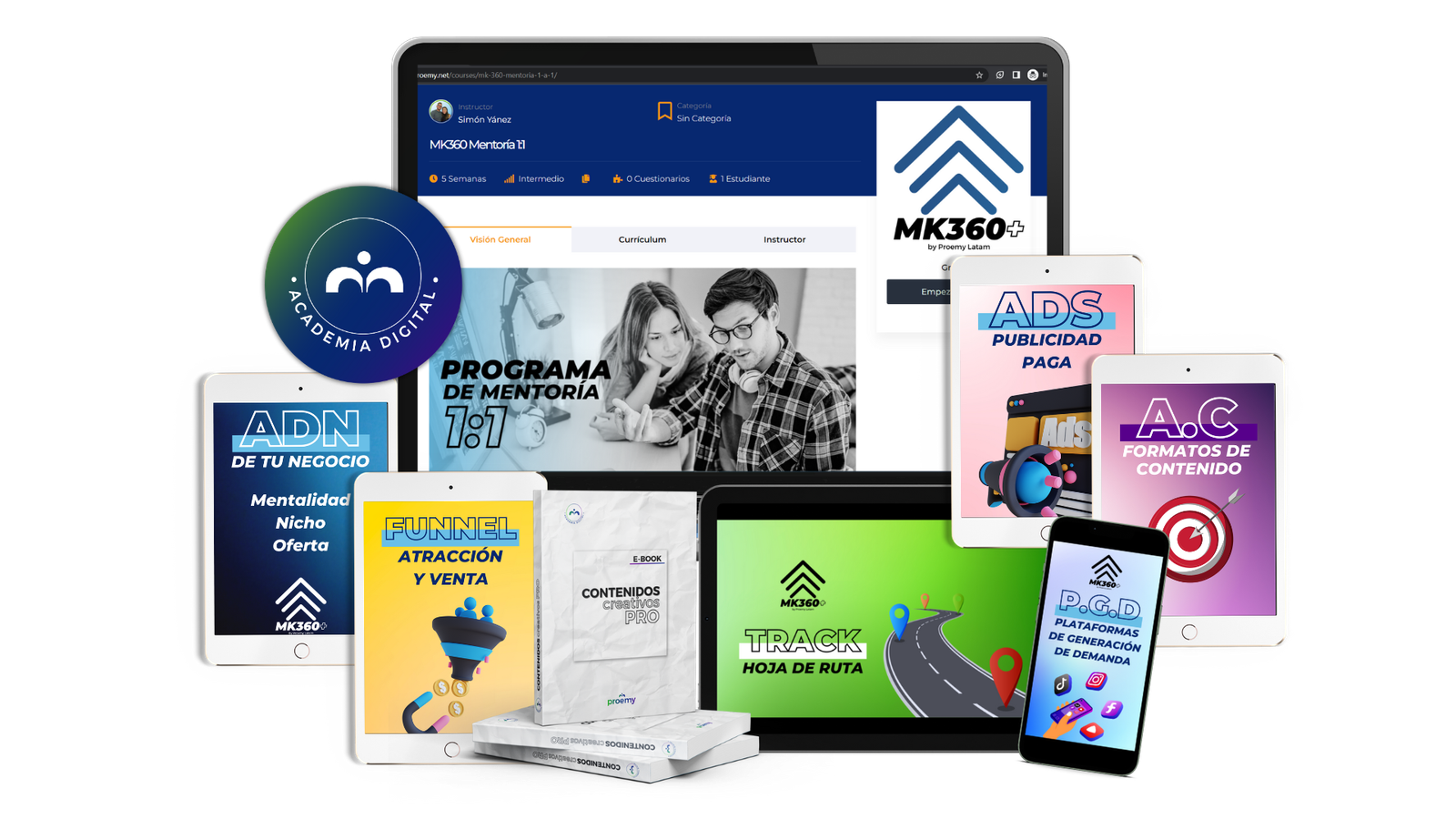 Mockups Programa de Mentoría de Marketing Digital para Emprendedores Digitales, escala ventas.